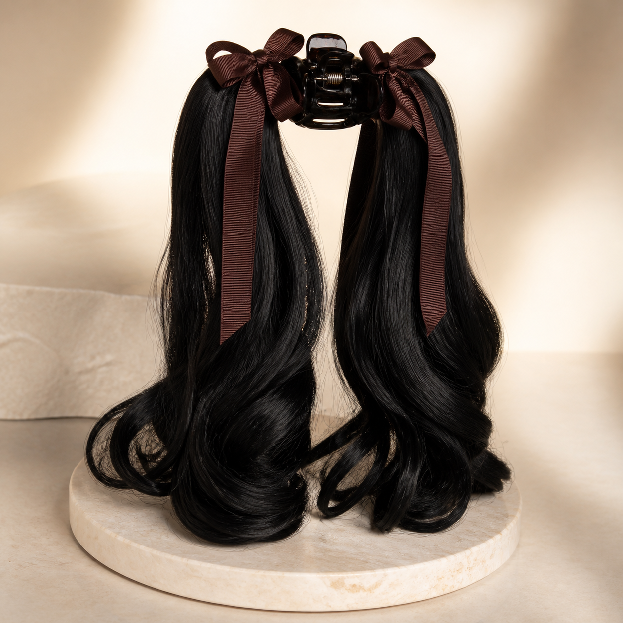 Bow Belle — Bow claw-clip double ponytail